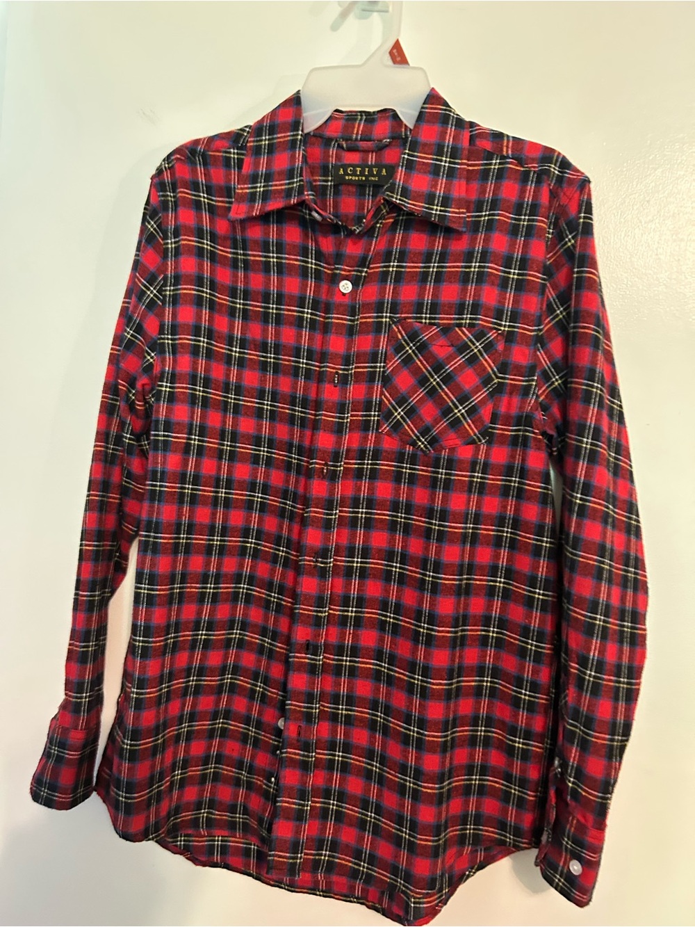 Ativa Red, Black Plaid Button-Down Shirt